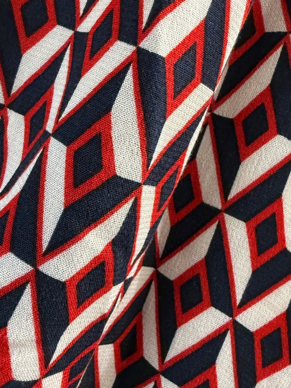 Banana Republic NWT Faux Wrap Midi Dress Size 12 Geometric Red Navy White Lined - Picture 8 of 14